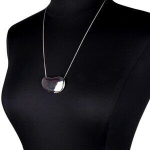 Vintage Elsa Peretti Halston Solid Perfume Silver Bean Necklace / Pendant 1970s